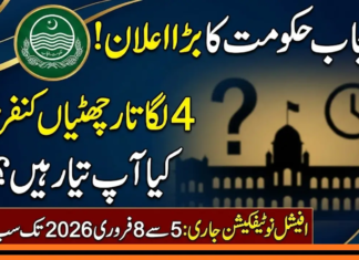 حکومت پنجاب کا صوبے بھر میں تین دن کی چھٹیوں کا اعلان